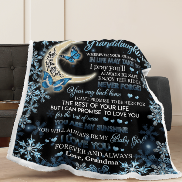 To My Granddaughter I Love You Forever And Always Sherpa Blanket Product Photo