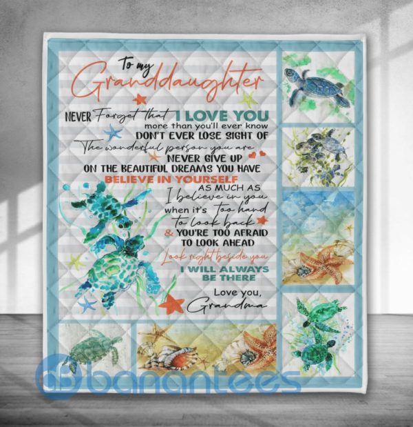 To My Granddaughter I Love You Sea Turtle Blanket Quilt Product Photo