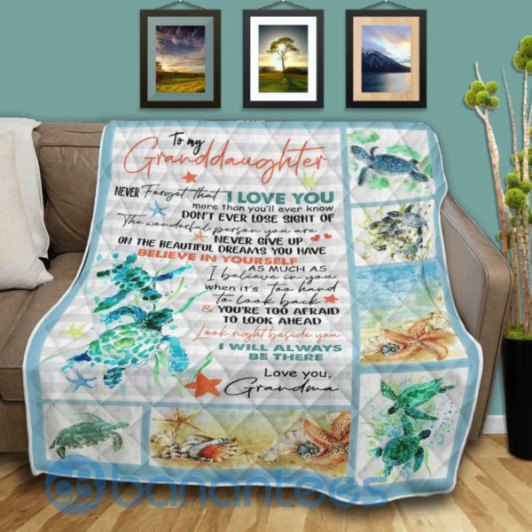 To My Granddaughter I Love You Sea Turtle Blanket Quilt Product Photo