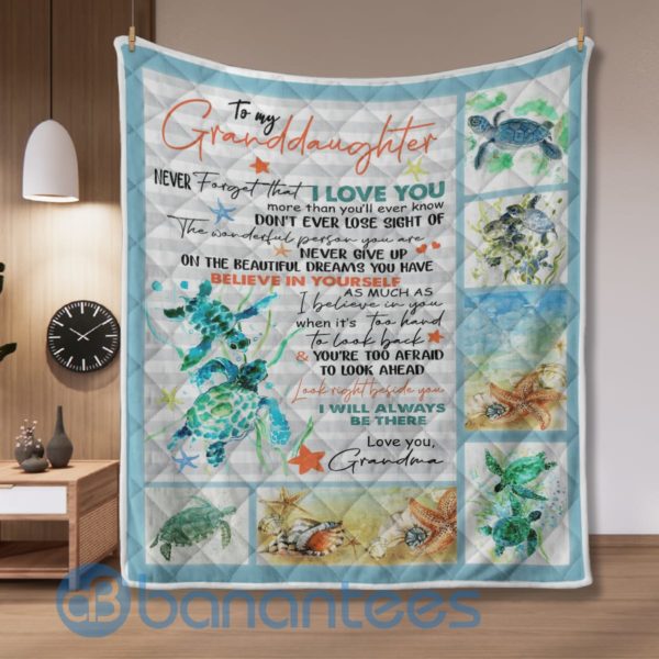 To My Granddaughter I Love You Sea Turtle Blanket Quilt Product Photo