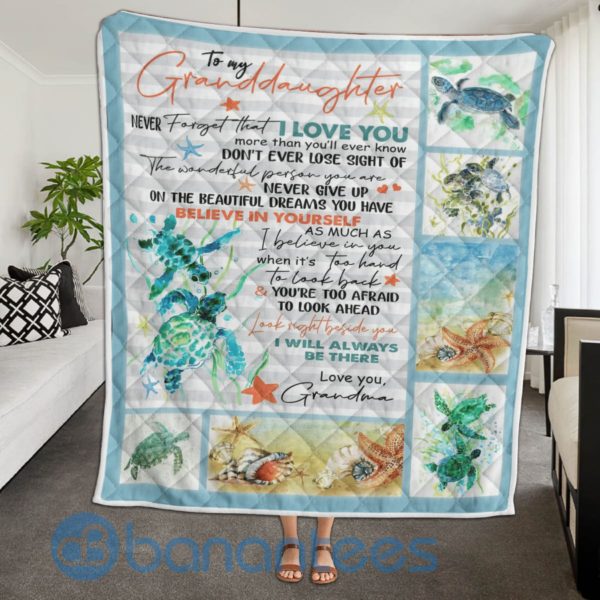 To My Granddaughter I Love You Sea Turtle Blanket Quilt Product Photo