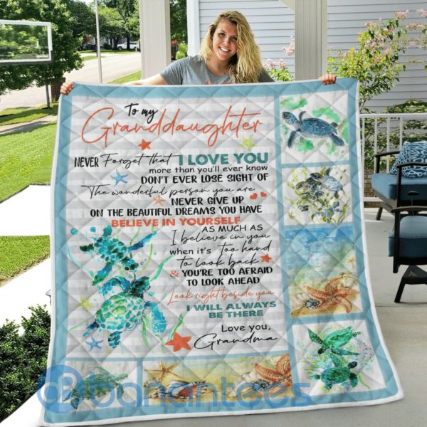 To My Granddaughter I Love You Sea Turtle Blanket Quilt Product Photo