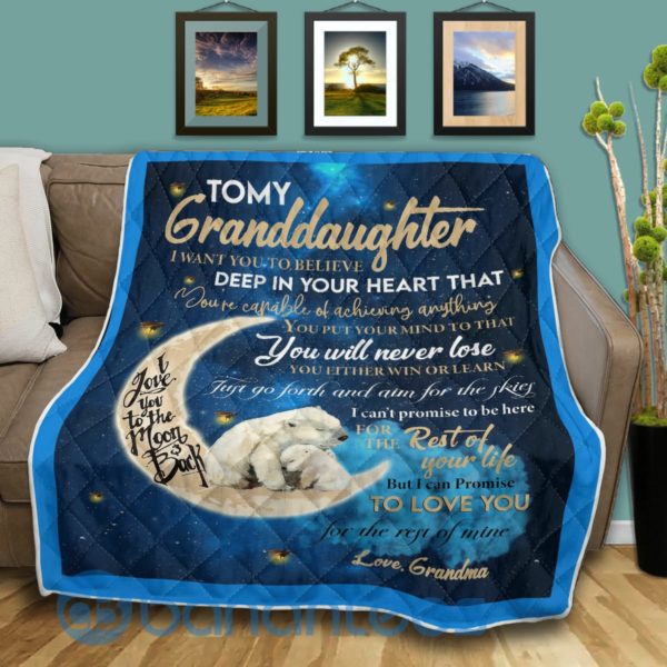 To My Granddaughter I Love You Solar Bear Blanket Quilt Product Photo