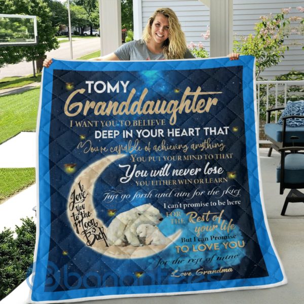 To My Granddaughter I Love You Solar Bear Blanket Quilt Product Photo