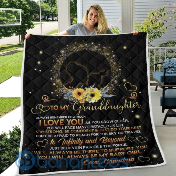 To My Granddaughter I Love You To Infinity and Beyond Blanket Quilt Product Photo