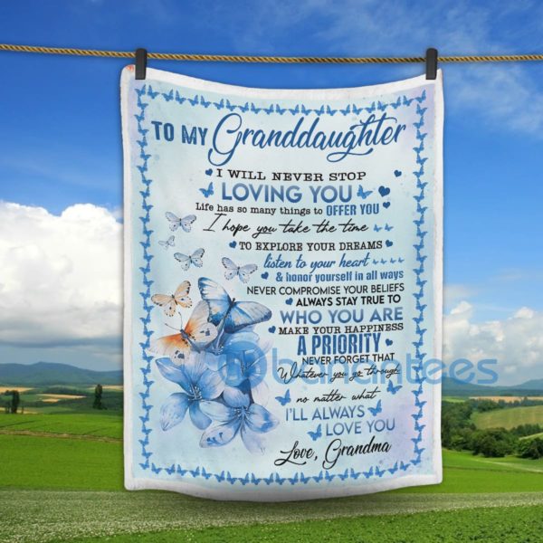 To My Granddaughter I'll Always Love You Sherpa Blanket Product Photo