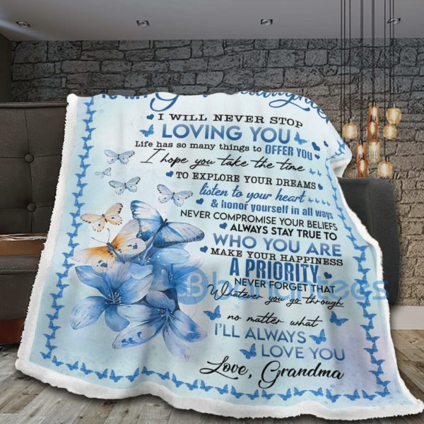 To My Granddaughter I'll Always Love You Sherpa Blanket Product Photo