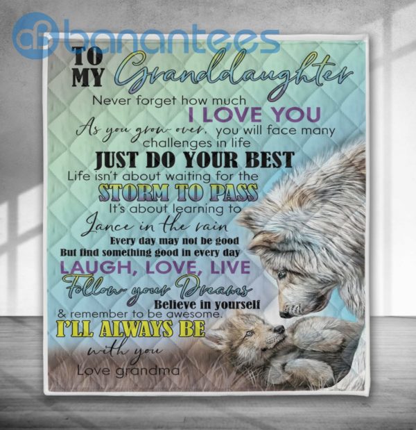 To My Granddaughter Just Do Your Best Wolf Quilt Blanket Quilt Product Photo
