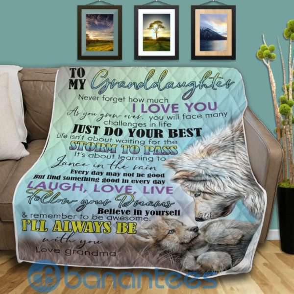 To My Granddaughter Just Do Your Best Wolf Quilt Blanket Quilt Product Photo