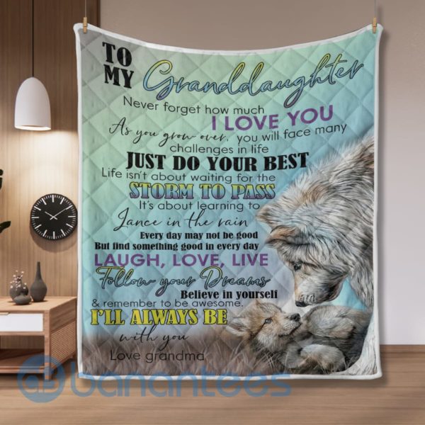 To My Granddaughter Just Do Your Best Wolf Quilt Blanket Quilt Product Photo