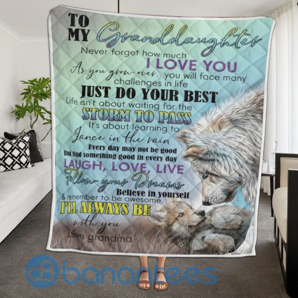 To My Granddaughter Just Do Your Best Wolf Quilt Blanket Quilt Product Photo
