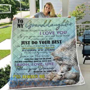 To My Granddaughter Just Do Your Best Wolf Quilt Blanket Quilt Product Photo