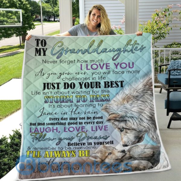 To My Granddaughter Just Do Your Best Wolf Quilt Blanket Quilt Product Photo