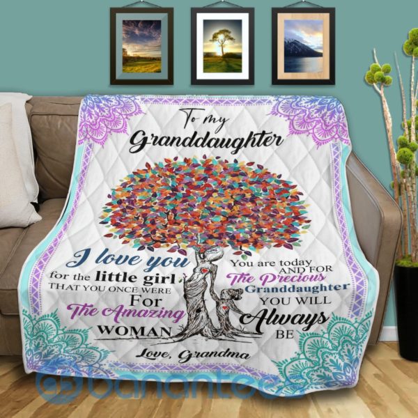 To My Granddaughter Love Grandma Blanket Quilt Product Photo