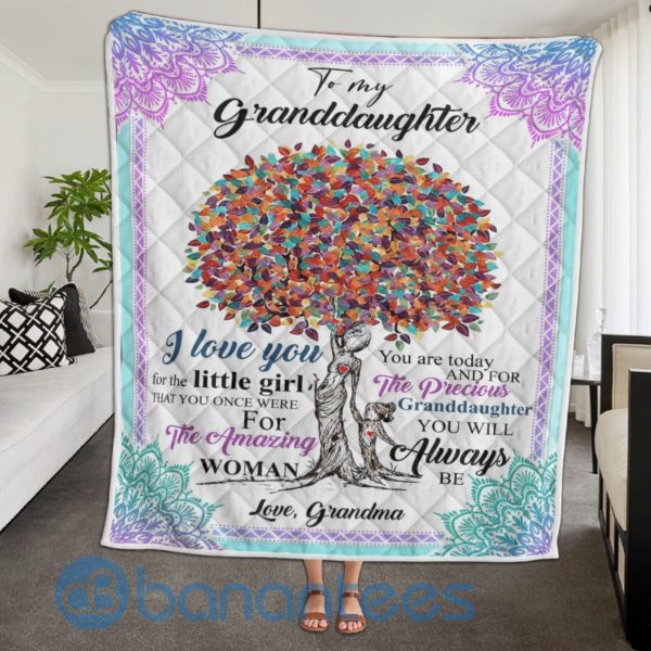 To My Granddaughter Love Grandma Blanket Quilt Product Photo