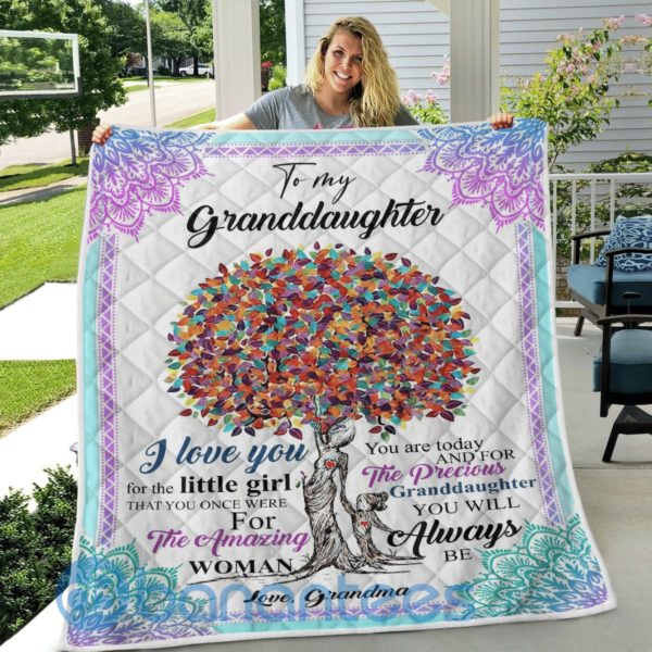 To My Granddaughter Love Grandma Blanket Quilt Product Photo