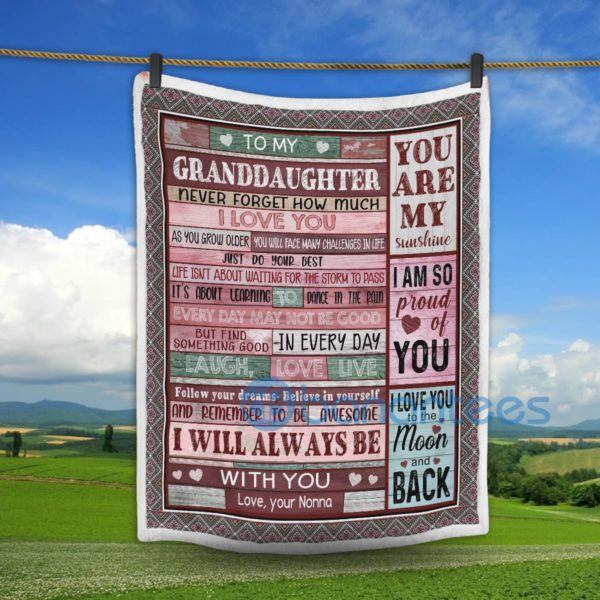 To My Granddaughter Love You To The Moon And Back Sherpa Blanket Product Photo