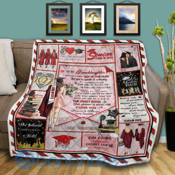 To My Granddaughter Senior Blanket Quilt Product Photo