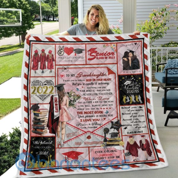 To My Granddaughter Senior Blanket Quilt Product Photo
