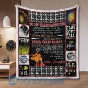 To My Granddaughter Softball Lover Blanket Quilt Product Photo