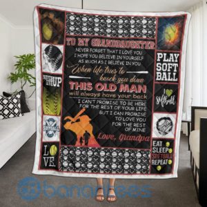 To My Granddaughter Softball Lover Blanket Quilt Product Photo