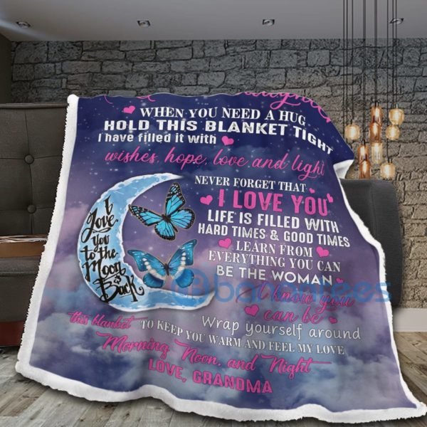 To My Granddaughter This Blanket To Keep You Warn And Feel My Love I Love You Sherpa Blanket Product Photo