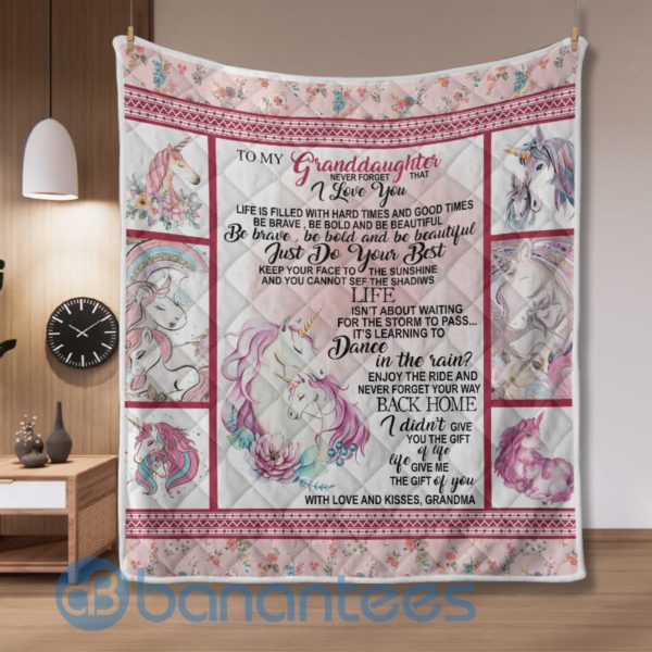 To My Granddaughter Unicorn Design Quilt Blanket Product Photo