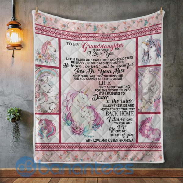 To My Granddaughter Unicorn Design Quilt Blanket Product Photo