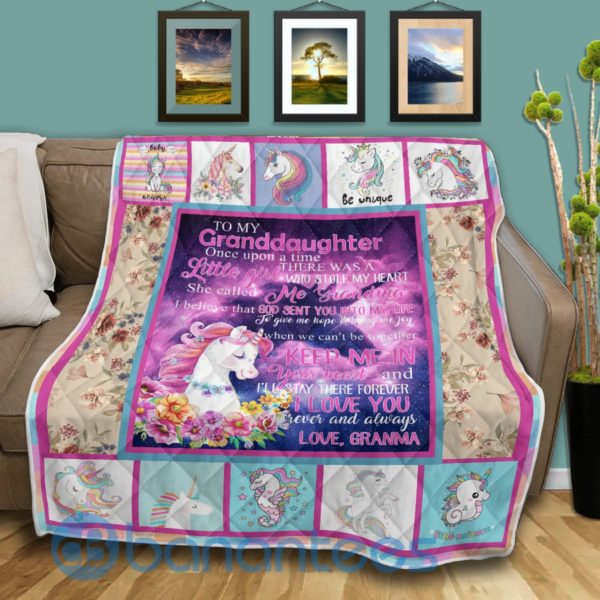 To My Granddaughter Unicorn Quilt Blanket Product Photo