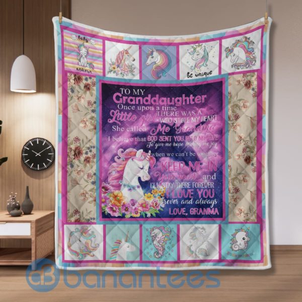 To My Granddaughter Unicorn Quilt Blanket Product Photo