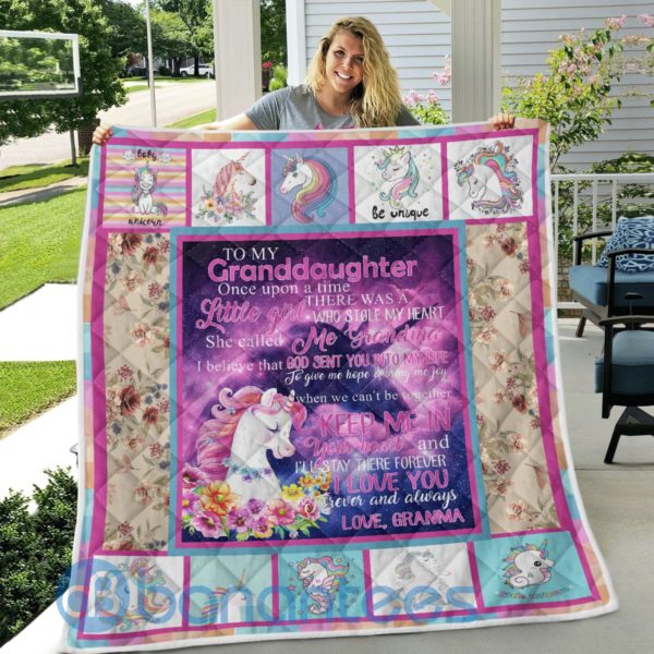 To My Granddaughter Unicorn Quilt Blanket Product Photo