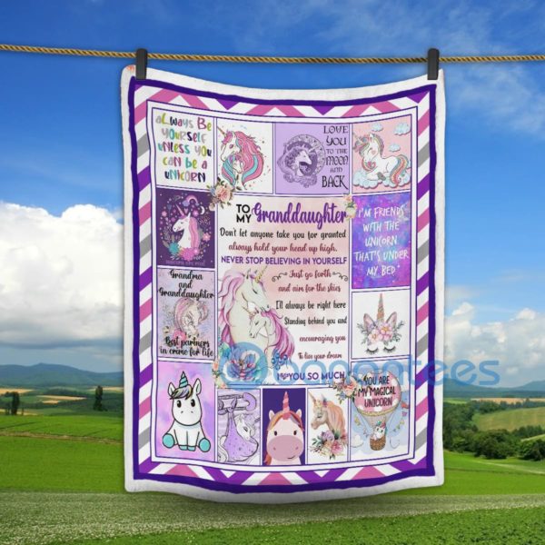 To My Granddaughter Unicorn Sherpa Blanket Product Photo