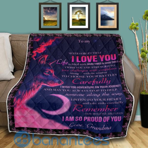 To My Granddaughter Wolf Quilt Granddaughter Gifts Blanket Quilt Product Photo