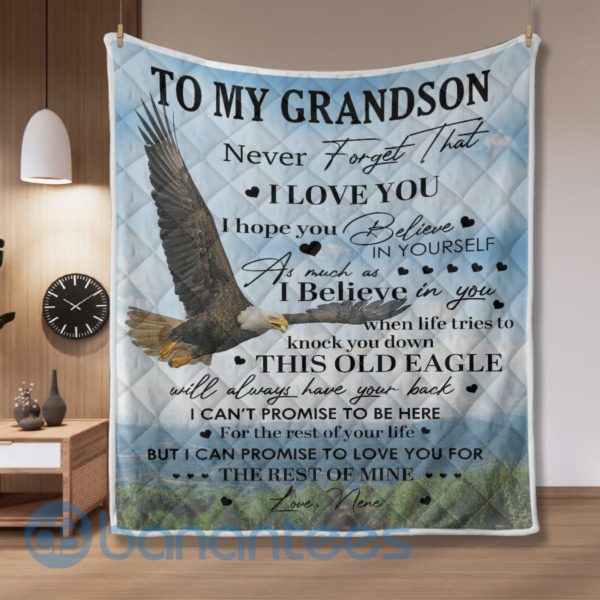 To My Grandson I Hope You Believe In Your Self Eagle Quilt Blanket Quilt Product Photo