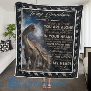 To My Grandson I Will Always Carry You In My Heart Dinosaur Quilt Blanket Quilt Product Photo