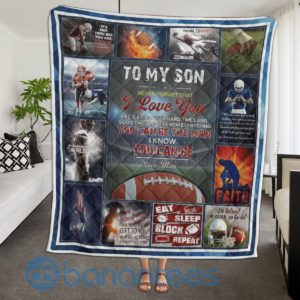 To My Grandson Love Mom Football Quilt Blanket Quilt Product Photo