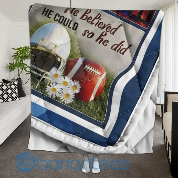 To My Grandson Love Mom Football Quilt Blanket Quilt Product Photo