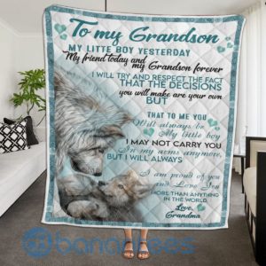 To My Grandson My Little Boy Wolf Quilt Blanket Quilt Product Photo