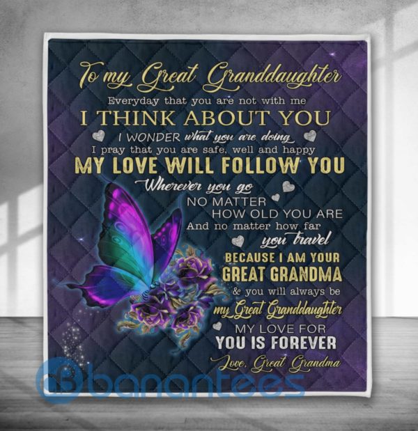 To My Great Granddaughter Butterfly Quilt Blanket Quilt Product Photo