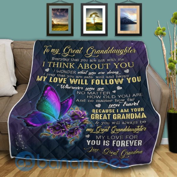 To My Great Granddaughter Butterfly Quilt Blanket Quilt Product Photo