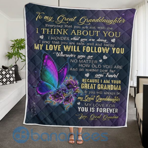 To My Great Granddaughter Butterfly Quilt Blanket Quilt Product Photo
