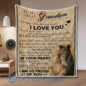 To My Great Grandson Horse Blanket Quilt Product Photo