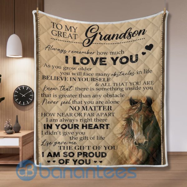 To My Great Grandson Horse Blanket Quilt Product Photo