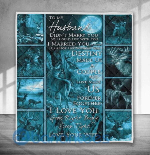 To My Husband Deer Hunter Quilt Blanket Quilt Product Photo