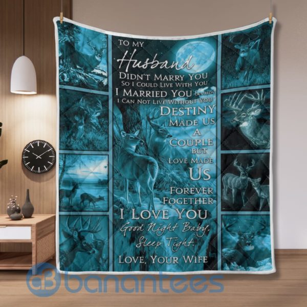 To My Husband Deer Hunter Quilt Blanket Quilt Product Photo
