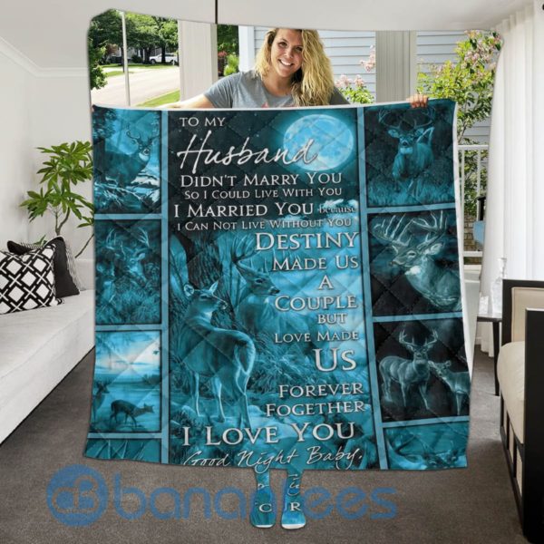 To My Husband Deer Hunter Quilt Blanket Quilt Product Photo