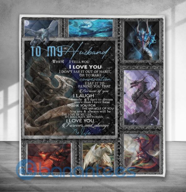 To My Husband Dragon Lover Quilt Blanket Quilt Product Photo