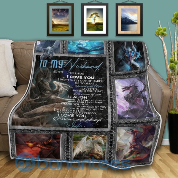 To My Husband Dragon Lover Quilt Blanket Quilt Product Photo