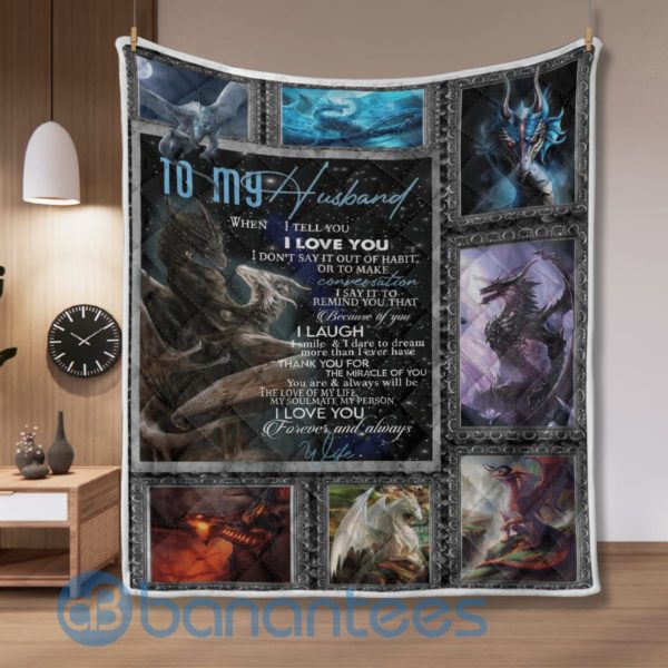 To My Husband Dragon Lover Quilt Blanket Quilt Product Photo