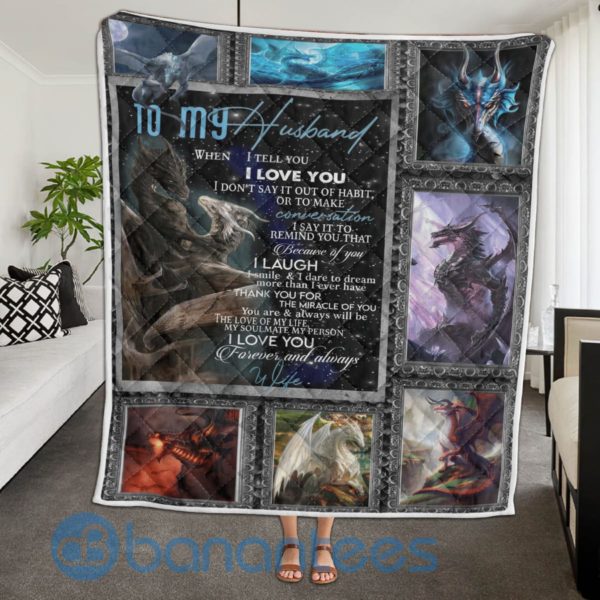 To My Husband Dragon Lover Quilt Blanket Quilt Product Photo